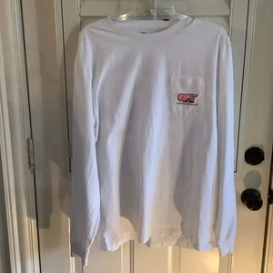 Vineyard Vines White Long Sleeve Shirt with Pink Whale